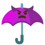 parasol + zagniewana twarz z rogami