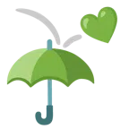 parasol + zielone serce
