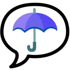 Regenschirm + Sprechblase mit drei Punkten