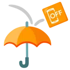 Regenschirm + Mobiltelefon aus