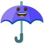 parasol + szeroko uśmiechnięta twarz