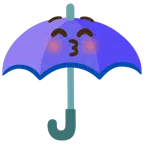 parasol + całująca twarz z zamkniętymi oczami