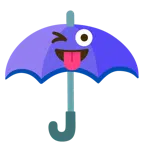 parasol + twarz wystawiająca język i puszczająca oko