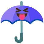 parasol + twarz ze zmrużonymi oczami wystawiająca język