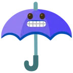 parasol + twarz z grymasem