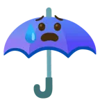 parasol + zaniepokojona twarz oblana potem