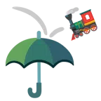 Regenschirm + Dampflokomotive
