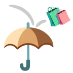 Regenschirm + Einkaufstüten