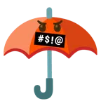 parasol + twarz z symbolami na ustach