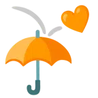 parasol + pomarańczowe serce