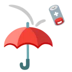 Regenschirm + schwache Batterie
