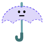 parasol + twarz otoczona linią przerywaną