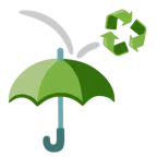 Regenschirm + Recycling-Symbol
