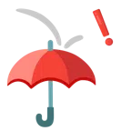Regenschirm + rotes Ausrufezeichen