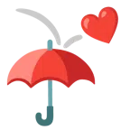 parasol + czerwone serce