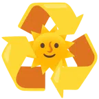 recycling symbol + sun with face
