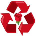 recycling symbol + rose