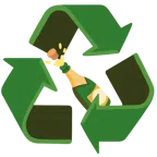 recycling symbol + bottle with popping cork