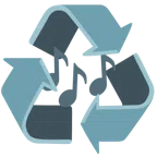 recycling symbol + musical notes