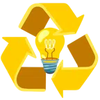 recycling symbol + light bulb
