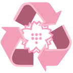 recycling symbol + white flower
