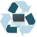recycling symbol + laptop