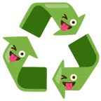 recycling symbol + winking face with tongue