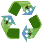 recycling symbol + face screaming in fear