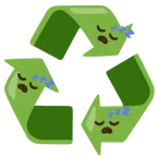 recycling symbol + sleeping face