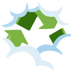 recycling symbol + face in clouds