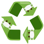 recycling symbol + face with medical mask