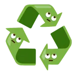 recycling symbol + face with rolling eyes