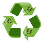 recycling symbol + thinking face