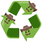 recycling symbol + cowboy hat face