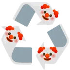 recycling symbol + clown face