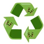 recycling symbol + nauseated face