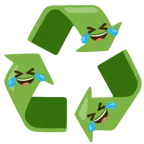 recycling symbol + rolling on the floor laughing
