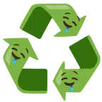 recycling symbol + drooling face