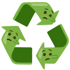 recycling symbol + lying face