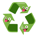 recycling symbol + zany face