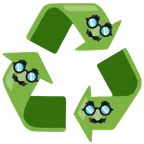 recycling symbol + disguised face