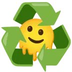 recycling symbol + melting face