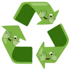 recycling symbol + face with peeking eye