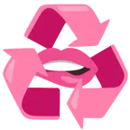recycling symbol + biting lip