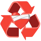 recycling symbol + mending heart