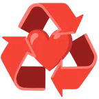 recycling symbol + red heart