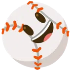 Baseball + grinsendes Gesicht mit großen Augen