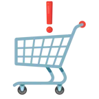 red exclamation mark + shopping cart
