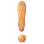 red exclamation mark + wood
