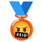 medal za 1. miejsce + twarz z symbolami na ustach